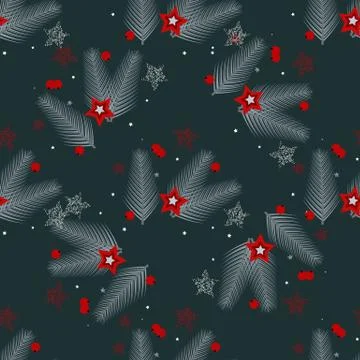 Winter holiday seamless pattern. Festive Christmas symbols wallpaper. Christm Stock Illustration