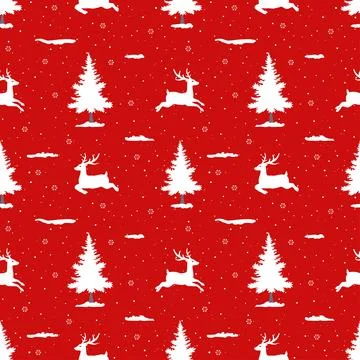 Winter holiday seamless pattern with reindeers on winter for decorative,cel.. Stock Illustration