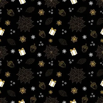 Winter holiday seamless repeat pattern on dark background,for decorative,appa Stock Illustration