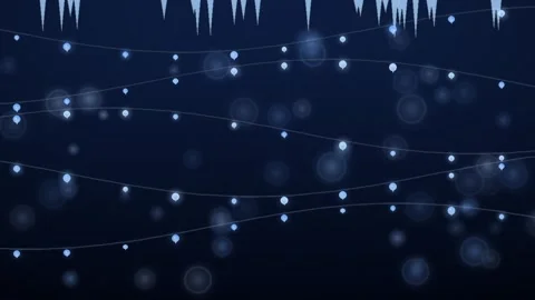 Winter Holiday String Lights and Icicles Animated Blue Background 動画素材 347653512