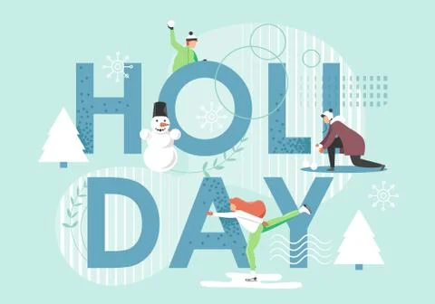 Winter holiday, vector flat style design illustration Stock Illustration