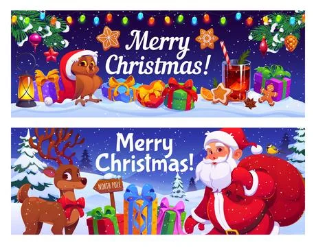 Winter holidays and merry Christmas banners Stock Illustration