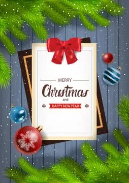 Winter Holidays Backround Merry Christmas And Happy New Year Greeting Card On Stock Illustration