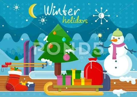Winter Holidays Concept Design Stock Illustration
