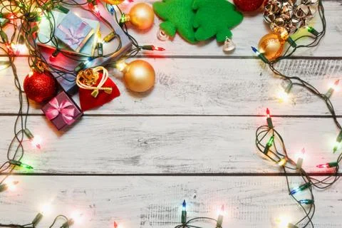 Winter holidays concept, top view Stock Photos