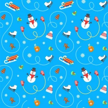 Winter holidays flat vector seamless pattern Illustrazione stock
