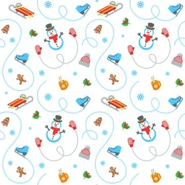 Winter holidays flat vector seamless pattern 스톡 일러스트