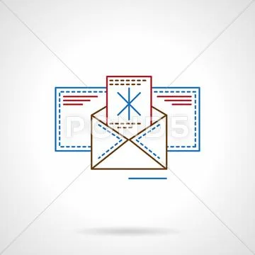 Winter holidays greeting flat line vector icon Stock Illustration