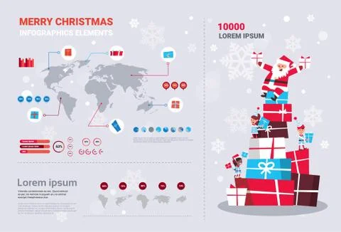 Winter Holidays Infographics Elements Set Merry Christmas Concept Stock Illustration