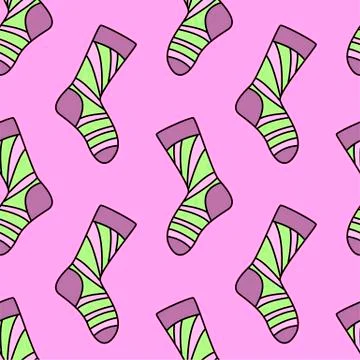 Winter holidays pattern with socks. bright colorful gift paper, background. N Stock Illustration