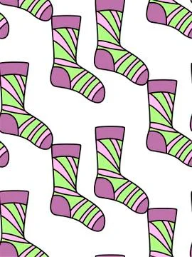 Winter holidays pattern with socks. bright colorful gift paper, background. N Illustrazione stock