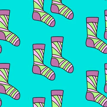 Winter holidays pattern with socks. bright colorful gift paper, background. N Stock Illustration