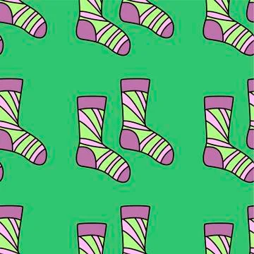 Winter holidays pattern with socks. bright colorful gift paper, background. N Stock Illustration