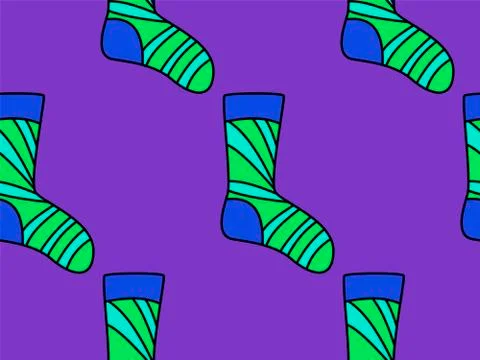 Winter holidays pattern with socks. bright colorful gift paper, background. N Illustrazione stock