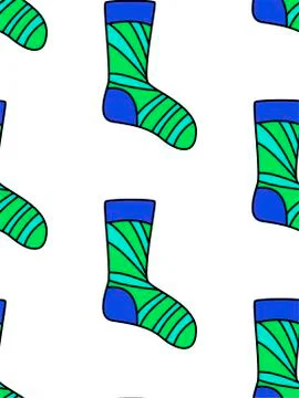 Winter holidays pattern with socks. bright colorful gift paper, background. N Illustrazione stock