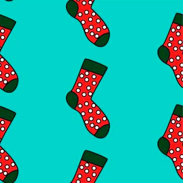 Winter holidays pattern with socks. bright colorful gift paper, background. N Stock Illustration