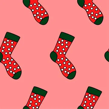 Winter holidays pattern with socks. bright colorful gift paper, background. N Stock Illustration