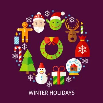 Winter Holidays Postcard Stock Illustration