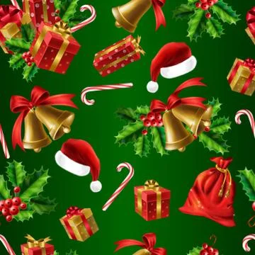 Winter holidays realistic vector seamless pattern Stock Illustration