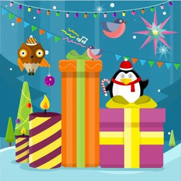 Winter Holidays Vector Concept in Flat Design Illustrazione stock