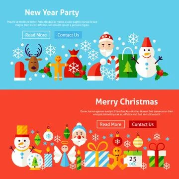 Winter Holidays Website Banners Stock Illustration