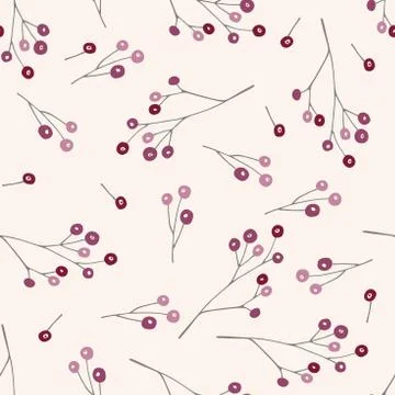 Winter holly berry seamless pattern. Vector illustration. Cold season repeated 스톡 일러스트