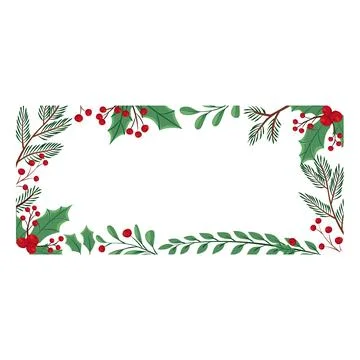 Winter holly botanical frame vector illustration element Stock Illustration