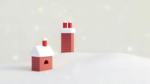Winter Home: Chimney in a Snow Scene Video stock 318051069