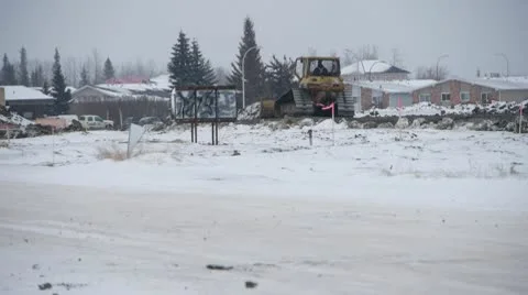 Winter Home Construction in Slave Lake, Alberta Stock Footage 10754157
