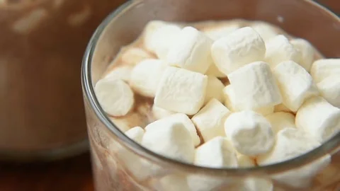 Winter hot cocoa with marshmallows Stock Footage 69149823