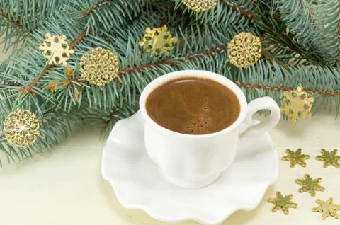 Winter hot coffee time Stock Photos