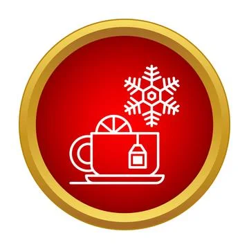 Winter hot tea drink with lemon snowflake symbol Stock Illustration