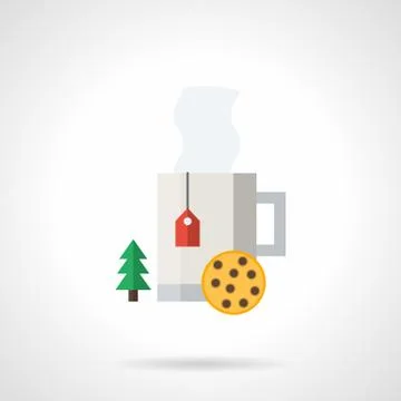 Winter hot tea flat color vector icon Illustrazione stock