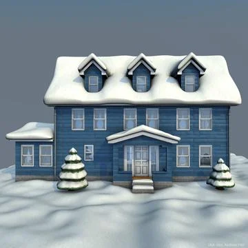 Winter house blue 3D Model