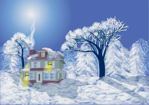 Winter house Stock Illustration
