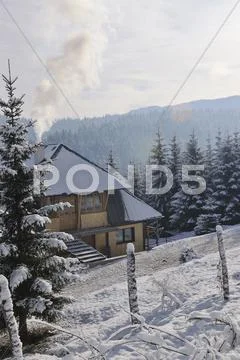 Winter house Stock Photos