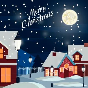 Winter house snow landscape vector illustration Stock Illustration