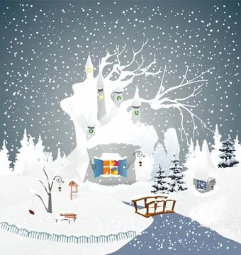 Winter hut, Stock Illustration