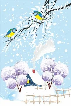 Winter hut, Stock Illustration