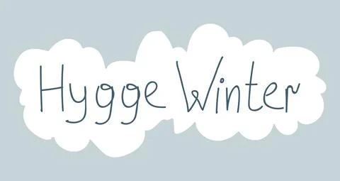 Winter Hygge Doodle Lettering in cloudy frame. Vector illustration in Scandin Stock Illustration