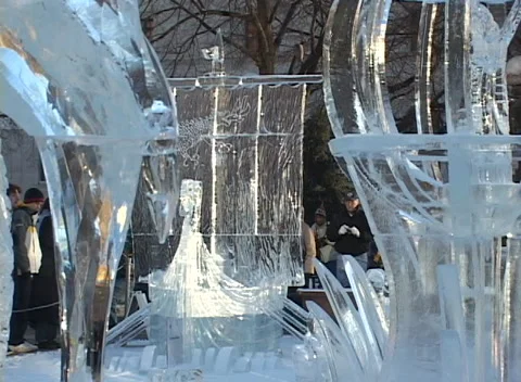 Winter Ice Carving (2) Stock Footage 230111379