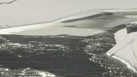 Winter Ice On Clark Fork River in Missoula, Montana Stock Footage 176820378