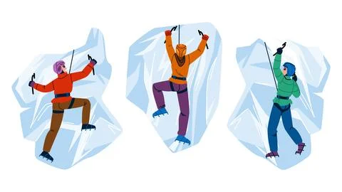Winter ice climbing vector Illustrazione stock