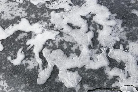 Winter, ice pattern on frozen river, Province of Quebec, Canada, North America Stock Photos