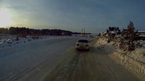Winter ice rally Stock Footage 86319977