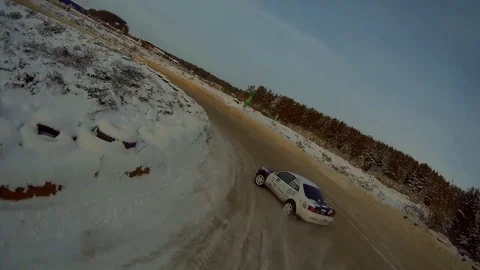 Winter ice rally Stock Footage 86320272