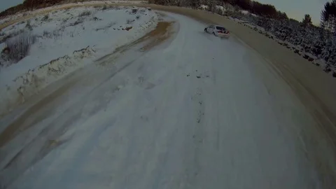 Winter ice rally Stock Footage 86320369