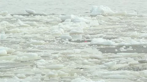 Winter ice in river, ice moving Video stock 10834197