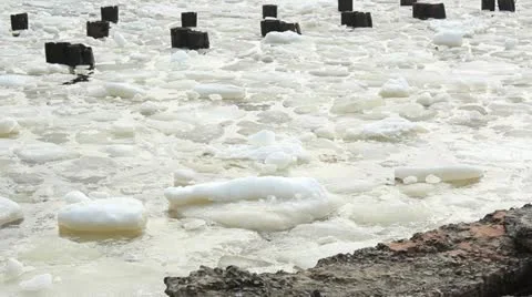 Winter ice in river, ice moving Video stock 10834198
