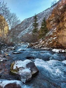 Winter ice river Stock Photos